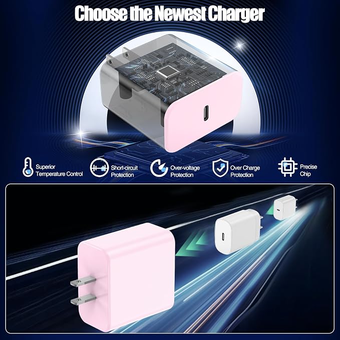 2Pack 65W USB C Charger Block Super Fast Charging Type C Wall Adapter with 3 Port 100W PD Quick Charging for Samsung Galaxy S26/S25 Ultra iPhone 17/16/15 Pro Max iPad Pro/Air &amp MacBook Pro/Air