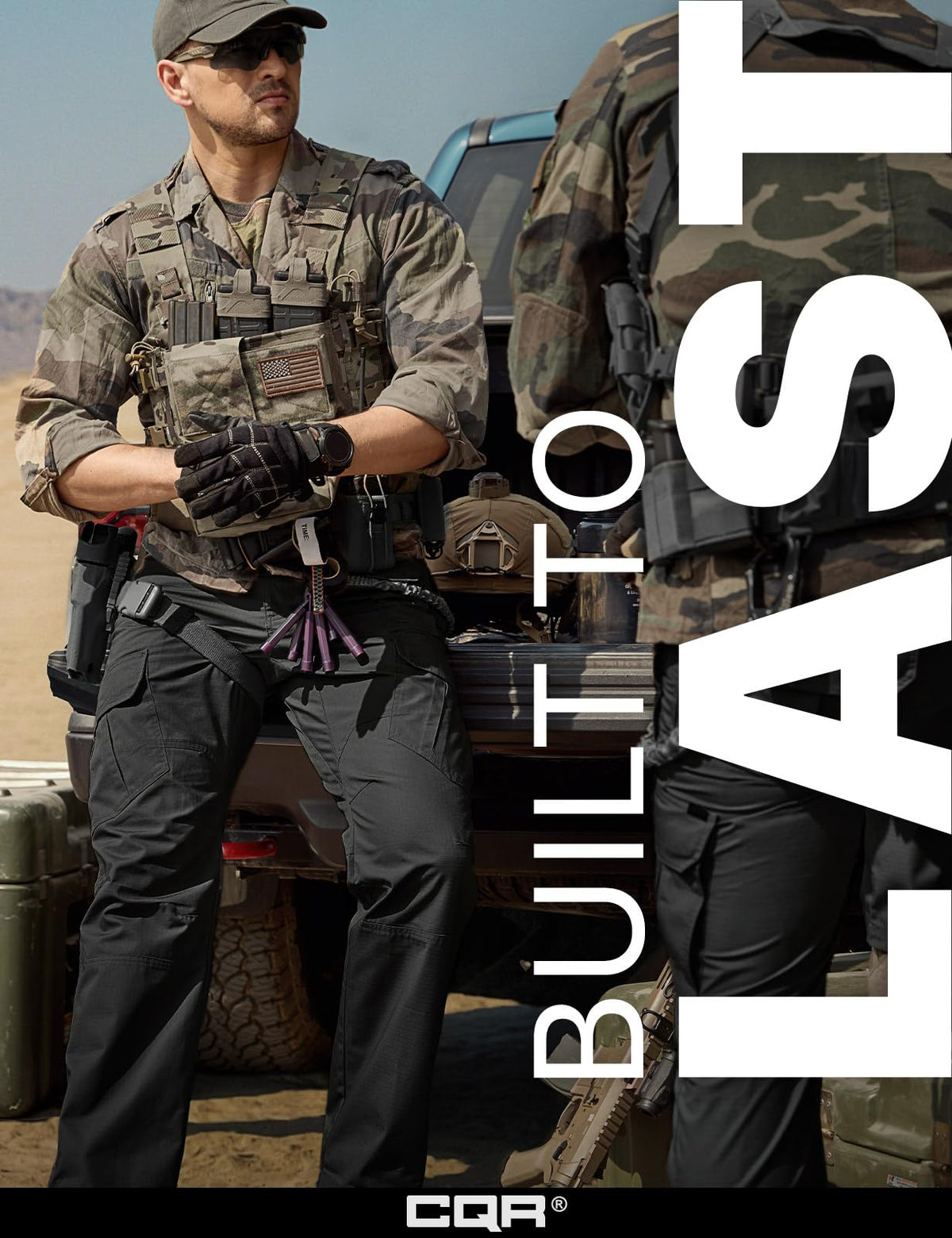 CQR Men's Tactical Pants, Water Resistant Ripstop Cargo Pants, Lightweight EDC Work Hiking Pants, Outdoor Apparel, Duratex Mag Pocket Black, 30W x 30L