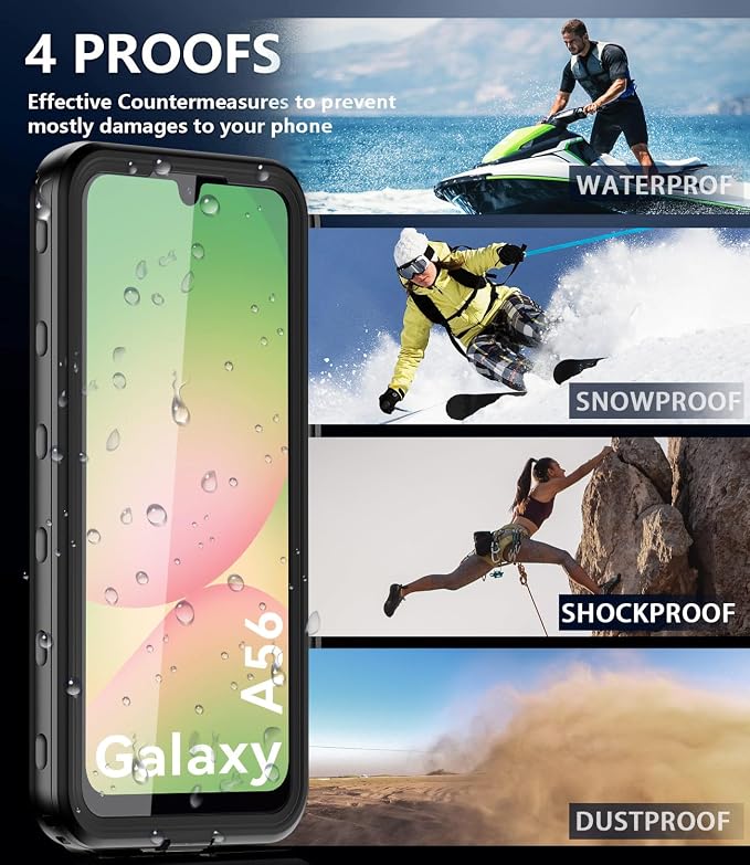 for Samsung Galaxy A16 5G Case IP68 Waterproof Built-in Screen Protector [Full Body Shockproof] Dustproof Underwater Protective Phone Case for Samsung A16 5G (Black)