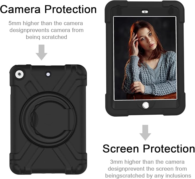 AKABEILA Compatible with Amazon Fire HD 8 2020/2022 Tablet Case，Rugged Kids Case with Stand Lightweight Shockproof Kids Friendly Tablet Cover Black