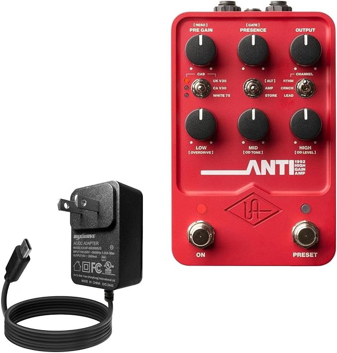 BoxWave Charger Compatible with Universal Audio Anti 1992 High Gain Amp - Wall Charger Direct (15W) Rapid Charge Your Device with Built-in 3ft Cable