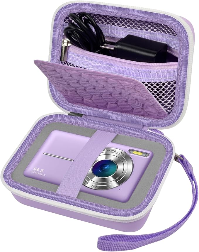 Carrying & Protective Case for Digital Camera, AbergBest 21 Mega Pixels 2.7" LCD Rechargeable HD/Kodak Pixpro/Canon PowerShot ELPH 180/190 / Sony DSCW800 / DSCW830 Cameras for Travel - Purple