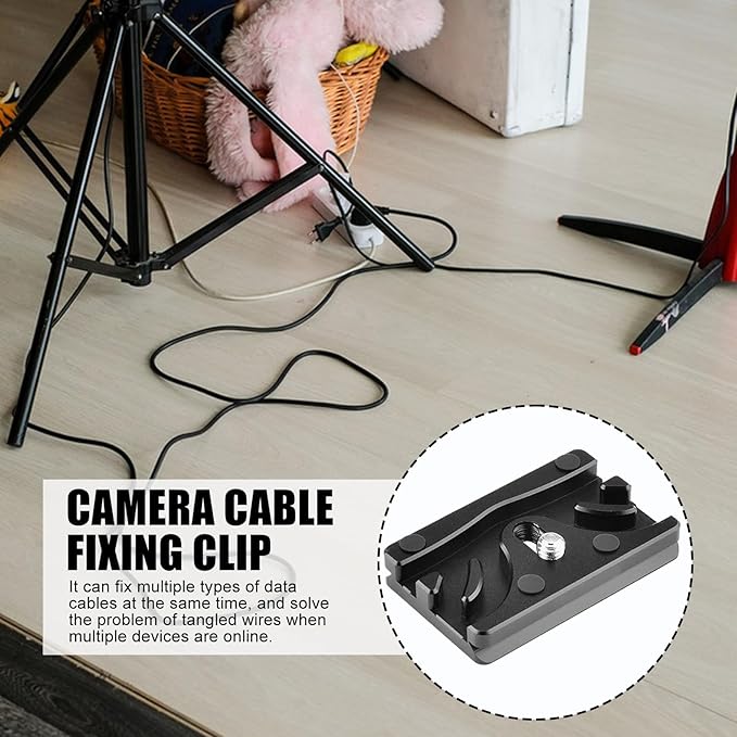 Tether Cable Clamp Mount - Fixed Cable Protector, Camera Block Clip, Secure Anti-Slip Holder | Stable Cables Management for Home Travel Studio Outdoor Live Streaming Video Recording Photography