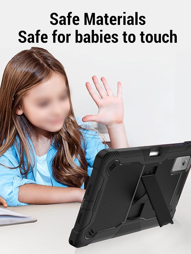 for Lenovo Idea Tab Plus/Tab K12（12.1 Inch） Android Tablet Protective caseShockproof Lightweight Silicone Protective Cover with StandChild-Friendly ProtectionEasy to Clean DesignBlack