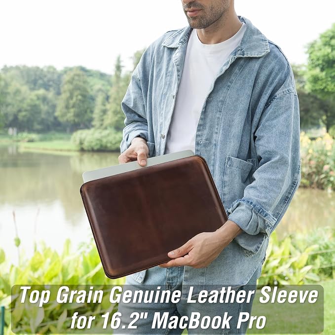 Top Grain Leather 12.9 Tablet Sleeve Slim Protector Vintage Design Fully Handmade Compatible with 12.9 iPad Pro 3/4/5/6 Gen Fits A2233 A2069 A2378 A2379 A2461 A2462 Coffee 12.9 Inch