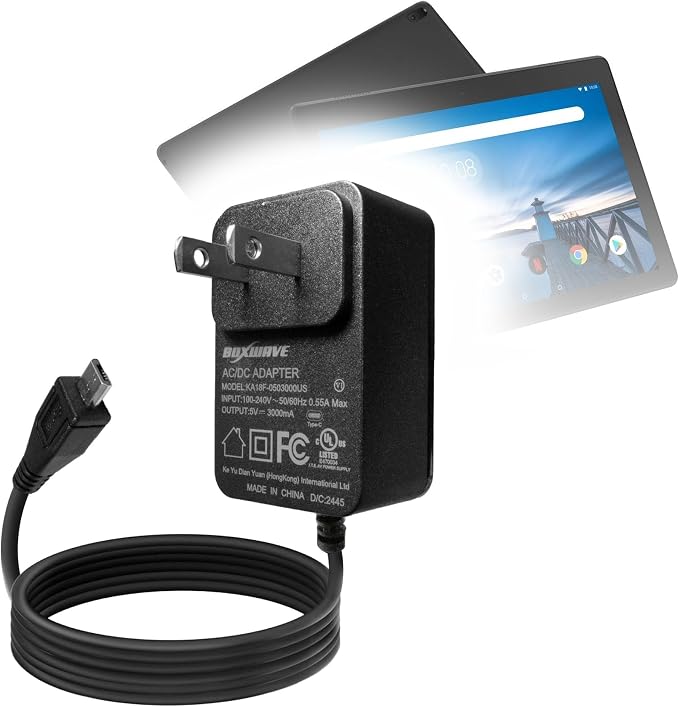 BoxWave Charger Compatible with Lenovo TB-X104F - Wall Charger Direct (15W) Rapid Charge Your Device with Built-in 3ft Cable