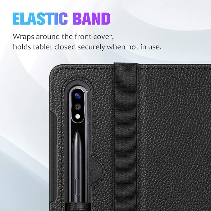 Fintie Multi-Angle Viewing Case for Samsung Galaxy Tab S8/S7 11 Inch | Front Card Pocket 3 Viewing Angles S Pen Protection Auto Wake/Sleep Black