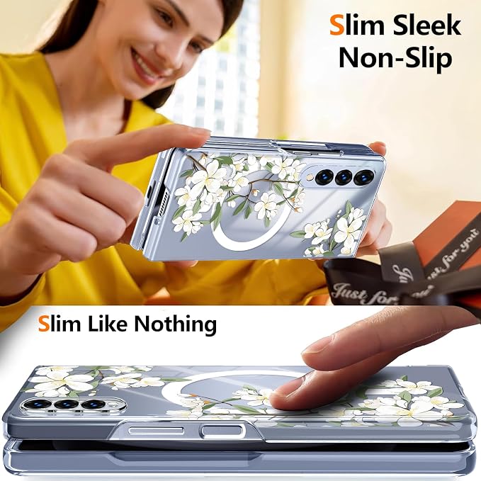 for Galaxy Z Fold4 CaseBuilt-in Magnet CircleWireless Charging | Military-Grade Shockproof case Cover for Samsung Galaxy Z Fold4Anagallis
