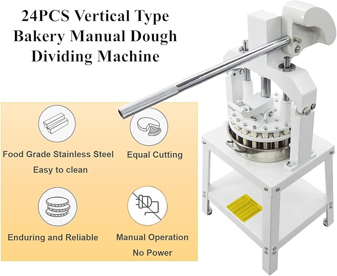 BANFLUXION 24PCS Vertical Type Manual Dough Dividing Machine 2 Trays Manual Dough Divider Bakery Dough Cutter Machine 1.59oz-8.46oz(45g-240g)/pcs