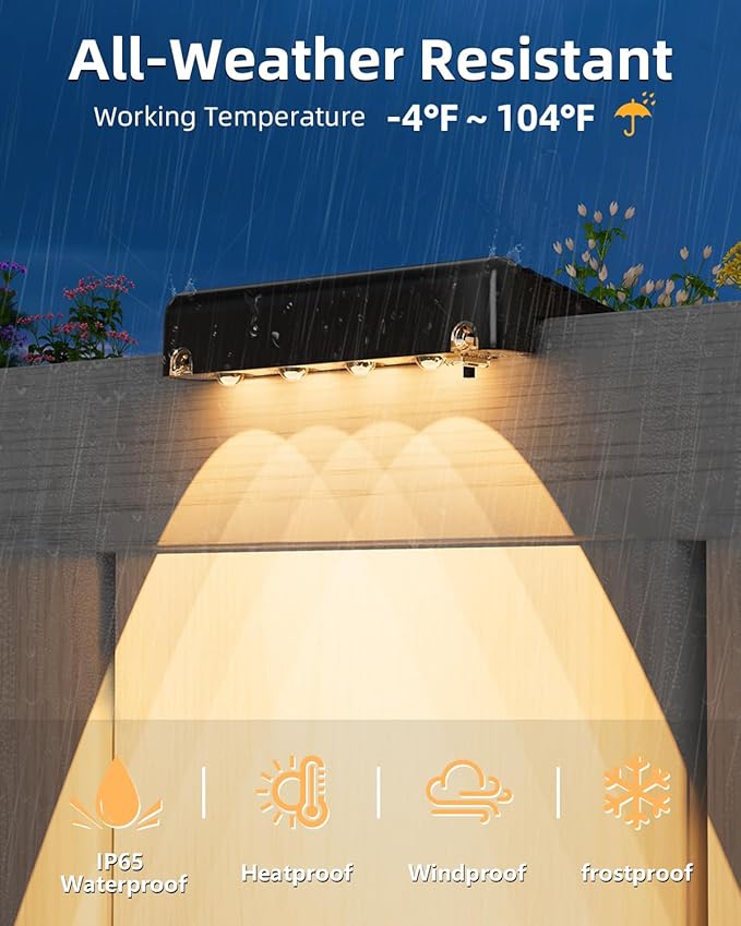 VOLISUN Solar Deck Lights 16 Pack, Warm White Glow LED Large Size Lamp, IP65 Waterproof Step Lights Outdoor for Deck, Step, Fence, Railing, Wall and Stairs(Black)
