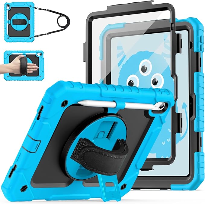 Cantis Case for iPad (A16) 11th Generation 11 inch 2025, iPad 10th Generation 10.9 inch 2022 with Screen Protector/ 360 Degree Rotating Stand/Shoulder Strap/Pencil Holder, Blue
