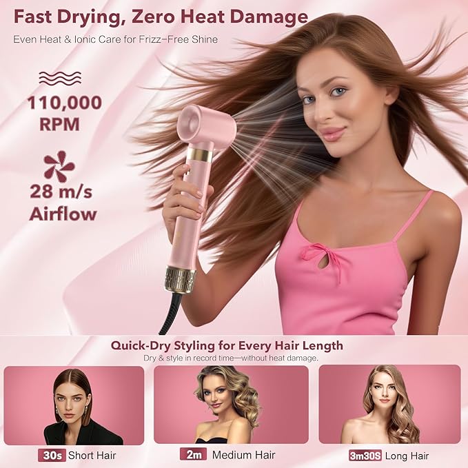Mythsight Dual Voltage StyleVibe 8-in-1 Air Styler, Hair Dryer & Blow Dryer Brush with Travel Case - Auto Wrap Curls (L/R), Fast Drying, Thermal Brush for Blowouts & Frizz-Free Volume, No Heat Damage