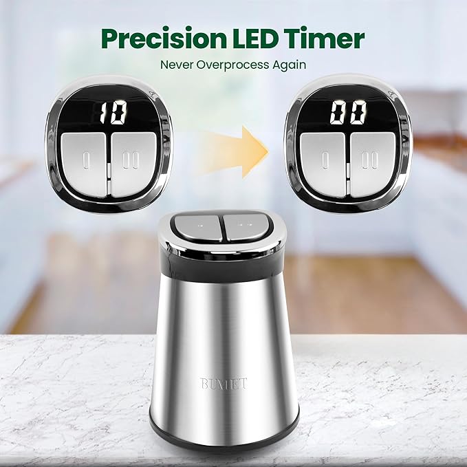 BUMET 800W 2-12cup Food Chopper LED Timer 3-Tier 6 Blades