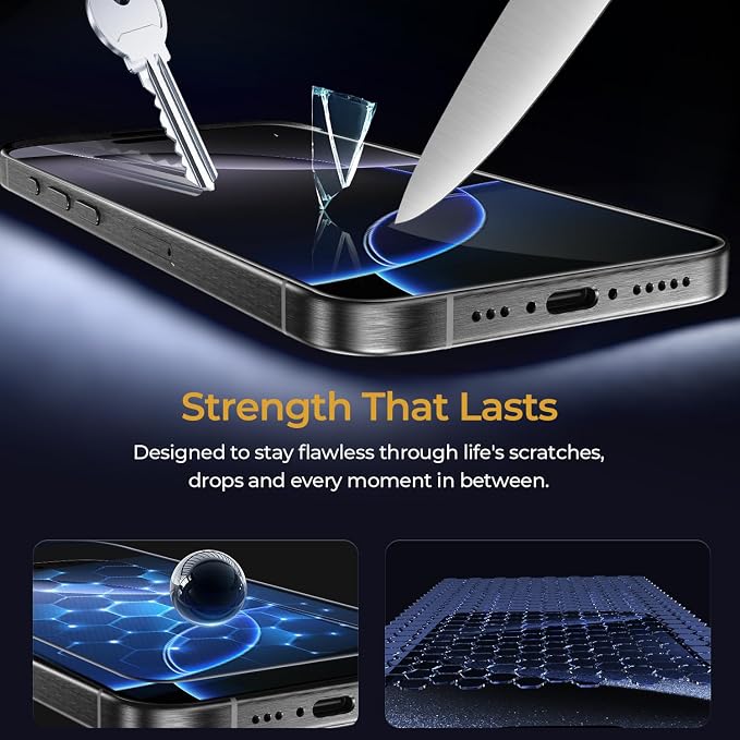 BUFF LABS 2-Pack Screen Protector for iPhone 17 Pro | iPhone 17 | iPhone 16 Pro [6.3”] Tempered Glass with Auto-Alignment Kit - Bubble-Free Drop Protection Easy Installation Case-Friendly