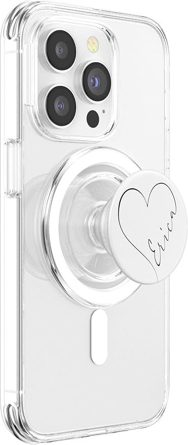 Erica Name Minimalist Heart Line Personalized White PopSockets Adhesive PopGrip