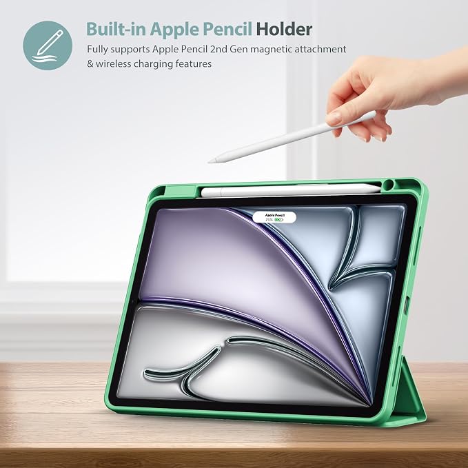 ProCase Smart Case for iPad Air 11-inch M4/M3/M2 &amp Air 10.9 5th/4th Gen | Hard Back Cover with Auto Sleep/Wake Slim Lightweight Case for iPad Air 11 2026/25/24 &amp 10.9 2022/2020-Aqua