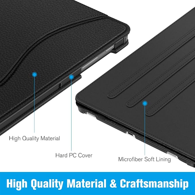 Fintie Multi-Angle Viewing Case for Samsung Galaxy Tab S8+/S7 FE/S7+ 12.4 | Front Card Pocket 3 Viewing Angles S Pen Holder Auto Wake/Sleep Black