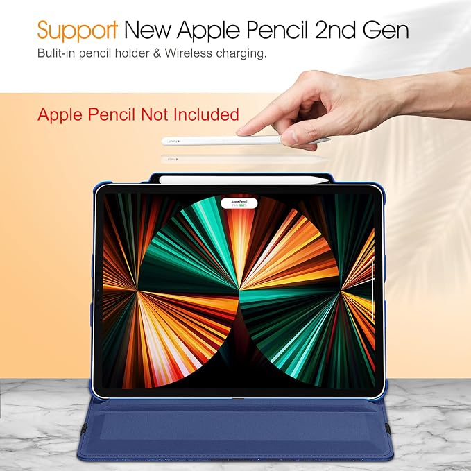 Fintie Rotating Case for iPad Pro 12.9-inch 6th/5th/4th/3rd Generation | 360° Swivel Stand Landscape &amp Portrait Viewing Shockproof Protective Cover Pencil Holder Auto Sleep/Wake Black