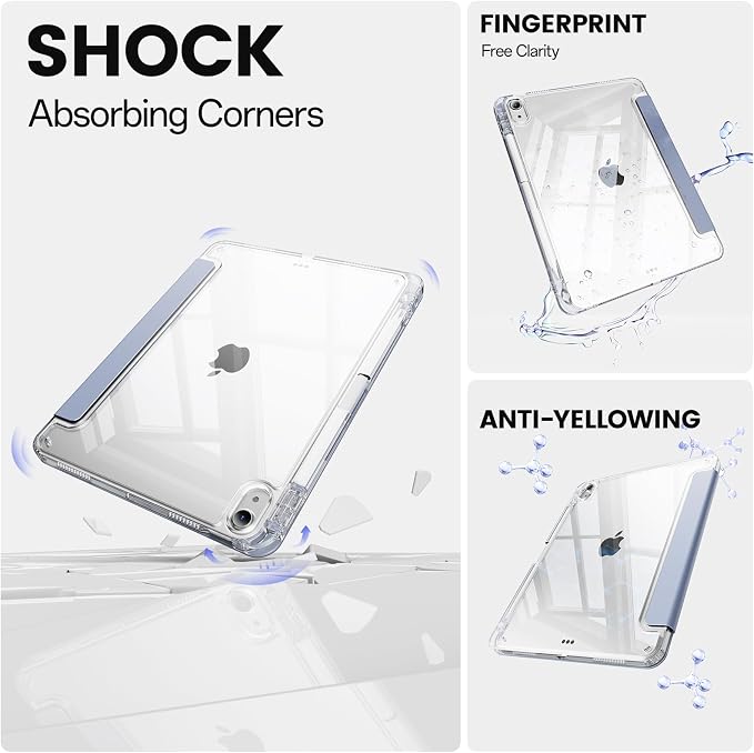 Clear Case for New iPad Pro 11 Inch Case M5/M4 2025/2024 (6th/5th Generation) Slim Shockproof TPU Cover with Pencil Holder Multi-Angle Stand &amp Auto Wake/Sleep (Black)