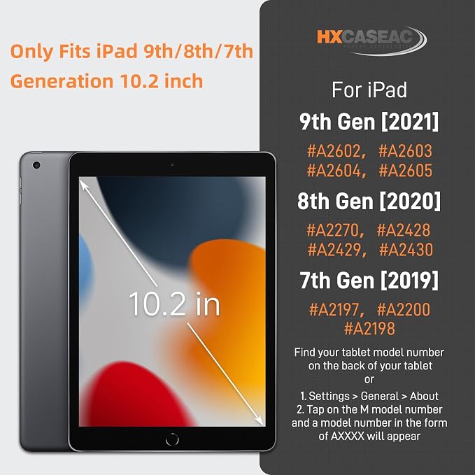 HXCASEAC Case for iPad 9th/8th/7th Generation Case Kids Boys Drop Proof | Built-in Screen Protector Pencil HolderStand Protective Silicone Shockproof Hard Rugged Black