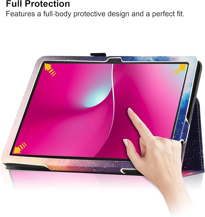 Case for T-Mobile REVVL Tab 2 5G 10.1 Inch Tablet 2025 Released - Lightweight Folio PU Leather Cover with 1 Random Stylus (Galaxy)