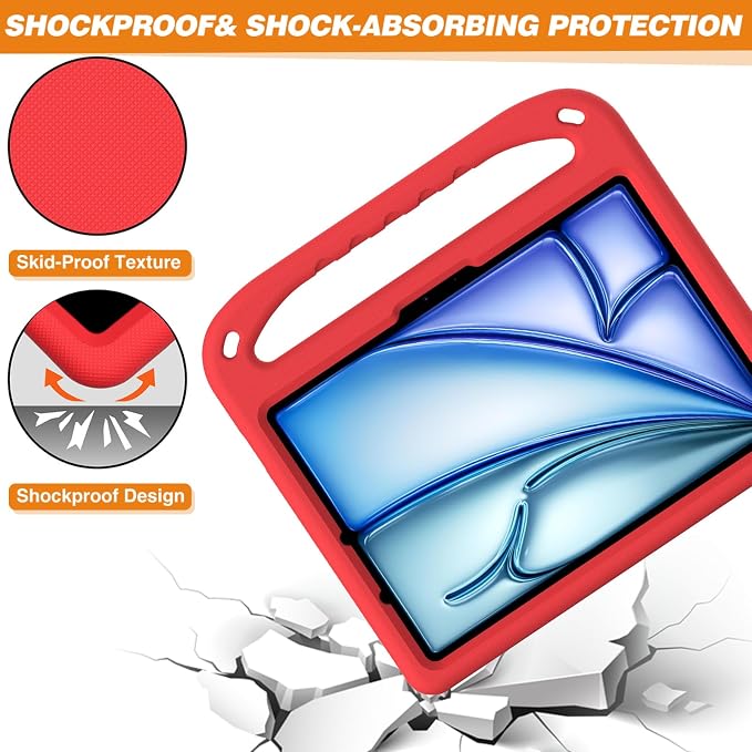 Dteck Kids Case for iPad 10.2 - Shockproof Rugged EVA Handle Stand Child Proof Case for iPad 9/8/7 Generation Black