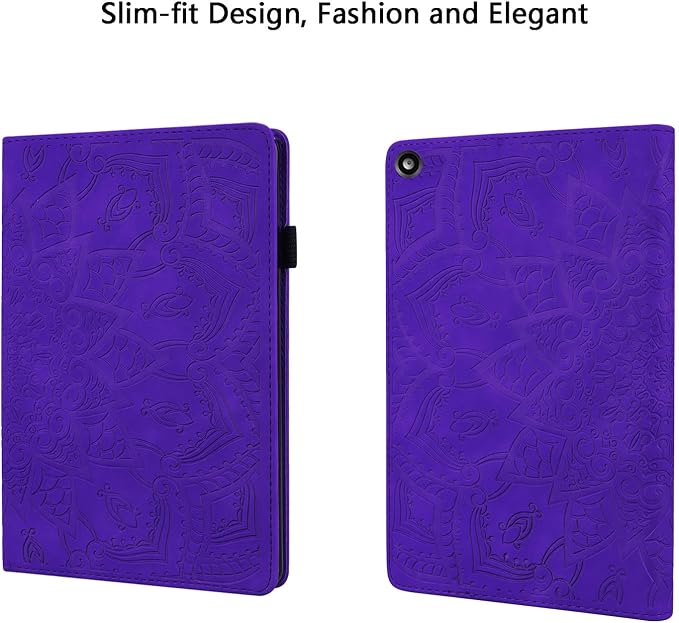 Fire HD 8 Case Slim Folding Stand Auto Wake/Sleep Wallet Case with Cards/Cash Holder for Amazon Fire HD 8(8th/7th/6th Gen 2018/2017/2016 Release)-Black