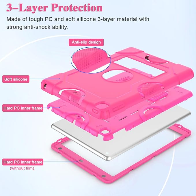 ZoneFoker for iPad 9th Generation Case iPad 8th 7th Generation Case iPad 10.2 Inch 2021/2020/2019 Case Heavy Duty Rugged Shockproof Protective Cover with Kickstand Black