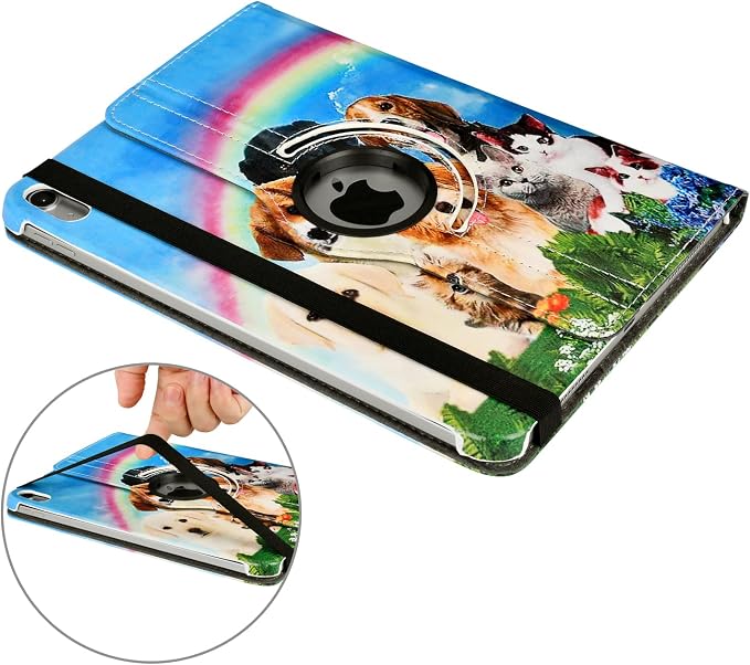 Case for iPad 10th Generation 10.9 Inch 2022 Released Model Number: A2696 A2757 A2777-360 Degree Rotating Protective Stand Cover with Auto Sleep/Wake (Animal)