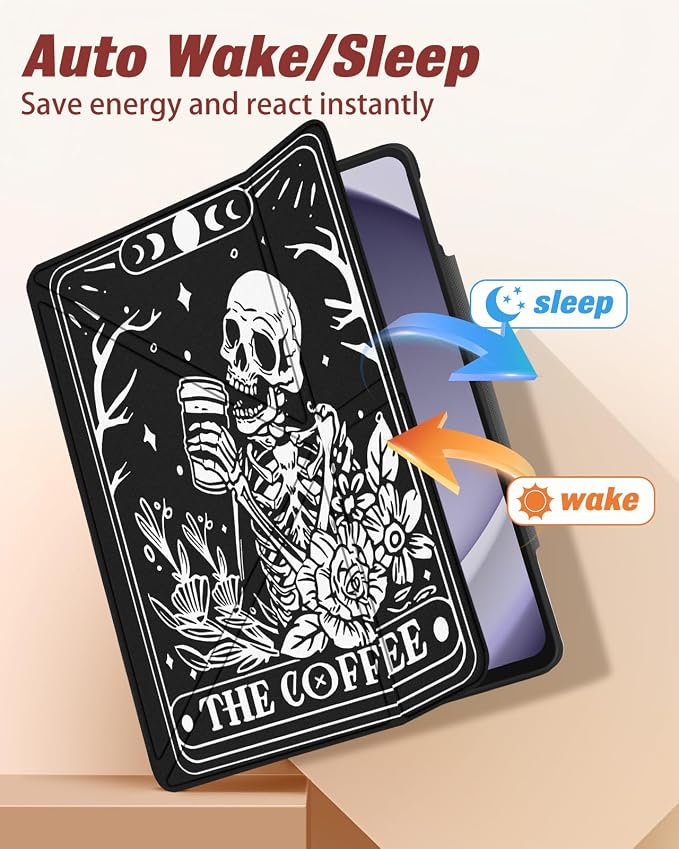for Samsung Galaxy Tab A9 Plus Case with Pen Holder - for Girls Women Boys Cute Cartoon Cool Anime Kawaii Fun Protector Stand Folio Moon Cat