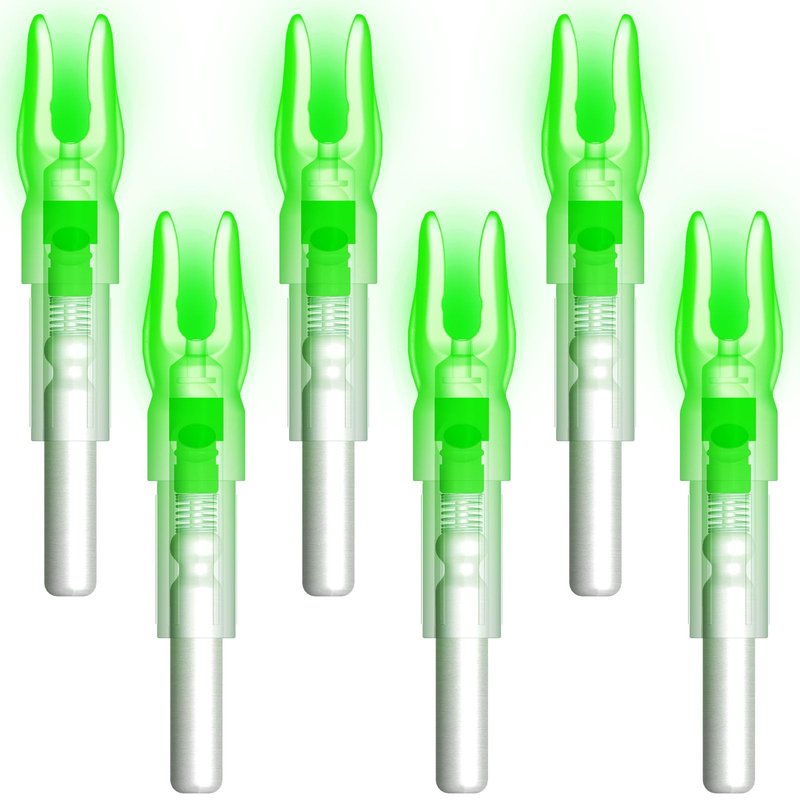 Linpeng 6PCS S Led Lighted Nocks for Arrows with .244"/6.2mm Inside Diameter,Screwdriver Included (Green)