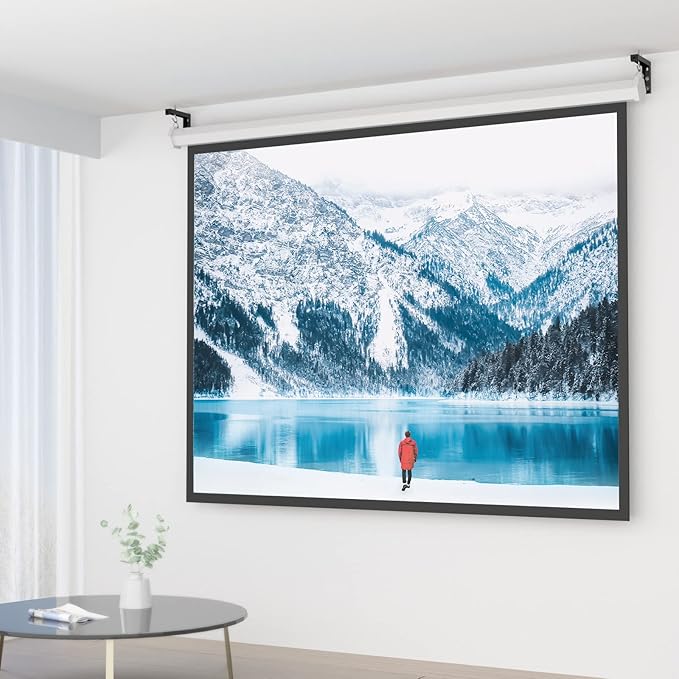 WALI Universal Projector Screen Ceiling Mount, Wall Hanging Mount L-Brackets, 6 inch Adjustable Extension with Hook Kit, Perfect Projector Screen Placement Hold up to 66 lbs (PSM001-B), Black