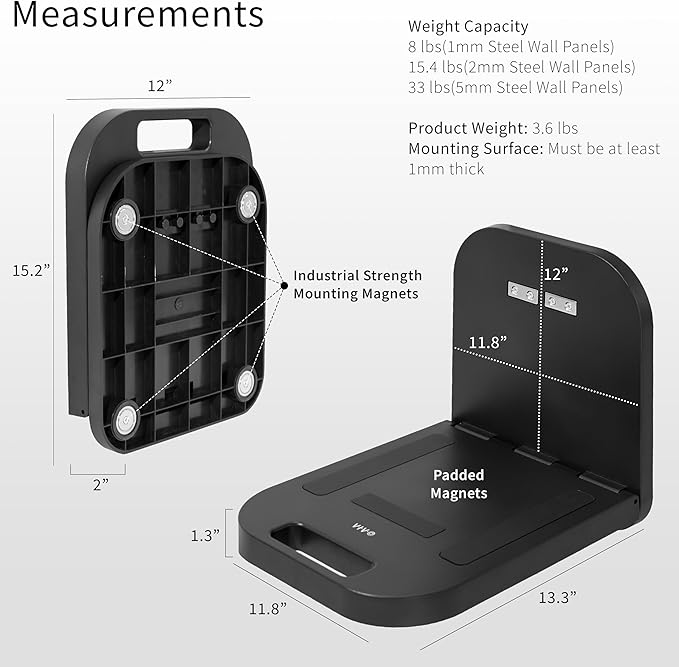 VIVO Magnetic Portable Laptop Workstation, Notebook/Tablet Shelf, Utility Platform, Hands-Free Compact Desk, Attaches to Flat Steel Surfaces, Black, DESK-MAG01
