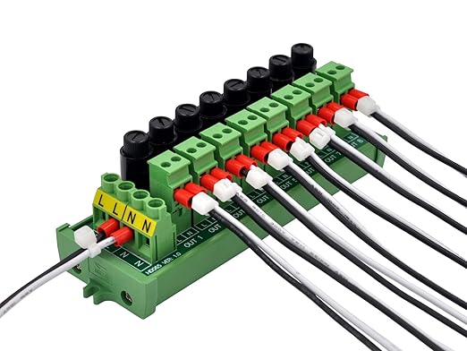 Screw Mount AC 24-250V 8 Channel Pluggable Side Wiring Terminal Block Power Distribution Fuse Module, HCDC HD065RP