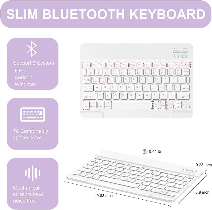 Soke for iPad (A16) 11th/10th Gen Case with Keyboard Black Marble | For iPad 11/10.9 inch(2025/2022) 7 Color Backlight Magnetic wireless Detachable Keyboard Case Built-in Pencil Holder