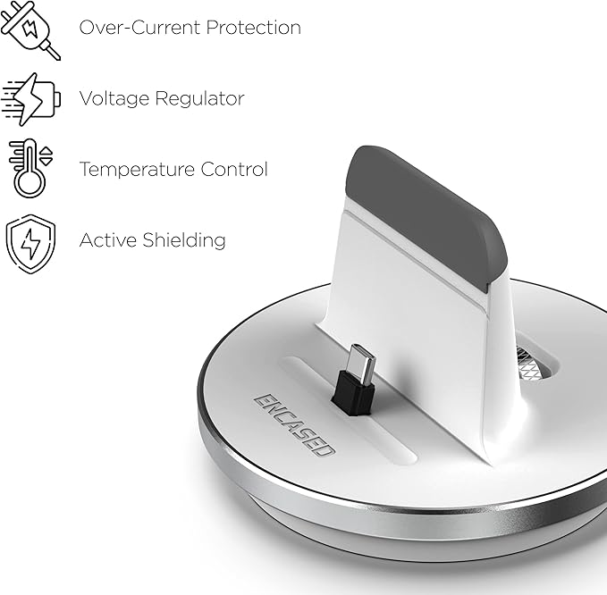 Encased Fast Charging USB-C Stand for iPhone 17/16 Pro Max (Non-Wireless) Desktop Wired Charger, Type-C Connector (White)