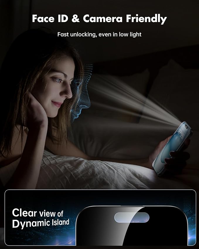 UNBREAKcable iPhone 15 Privacy Screen Protector 2-Pack Upgraded Dual-Tempered Glass + 2 Camera Lens Protectors 25° Anti-Spy Military-Grade 9H+ HD Clear Anti-Fingerprint 6.1 Inch
