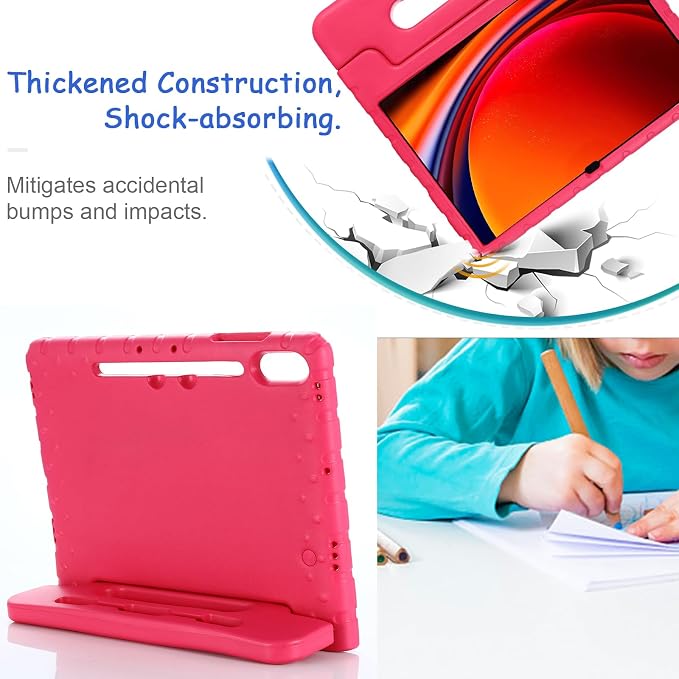 Kids Case for Samsung Galaxy Tab S10 FE Plus 13.1 (2025) Techcircle Handle Stand Light EVA Foam Bumper Protective Rugged Drop Protection Child Proof Cover Black