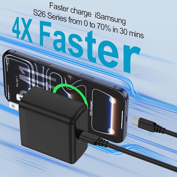 Type C Wall Charger 65W Super Fast Charging Block Wall Charger Cube Brick | Replacement for Samsung Galaxy S26 Ultra S26 S25 FE S24 Ultra A17 A16 A56 A15 Pixel 10a 10 9a 9 Pro iPhone 17e 17 16 Pro Ma