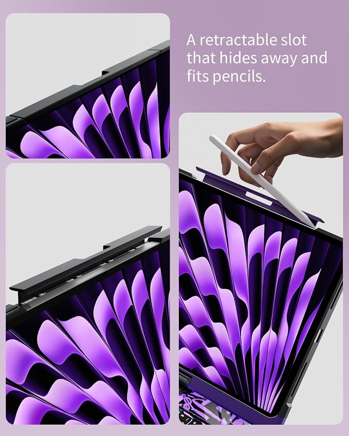 360°Rotation Bluetooth Keyboard Case for iPad 11th Gen（A16）10th 10.9 inch | iPad keyboard case 11/10th generationTouchpadKeyboard Battery Level Visualization360° rotateand 180° flip7-color backlit