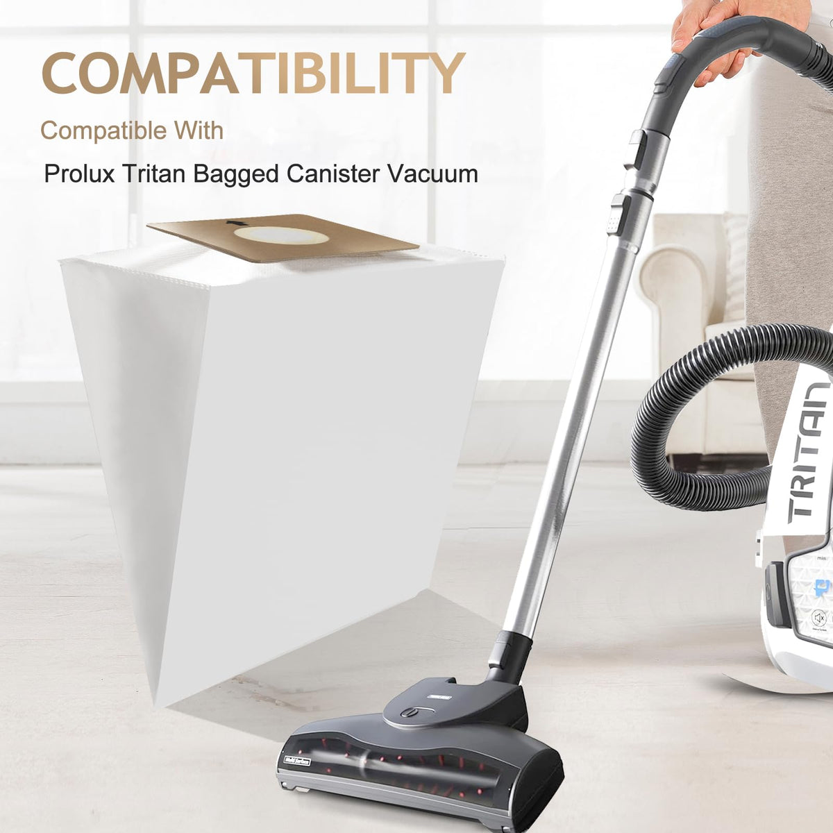Compatible Replacement for Prolux Tritan Vacuum Bags,6 Pack HEPA Disposable Bags Made To Fit For Prolux Tritan Bagged Canister Vacuum Cleaner (6 Pack)
