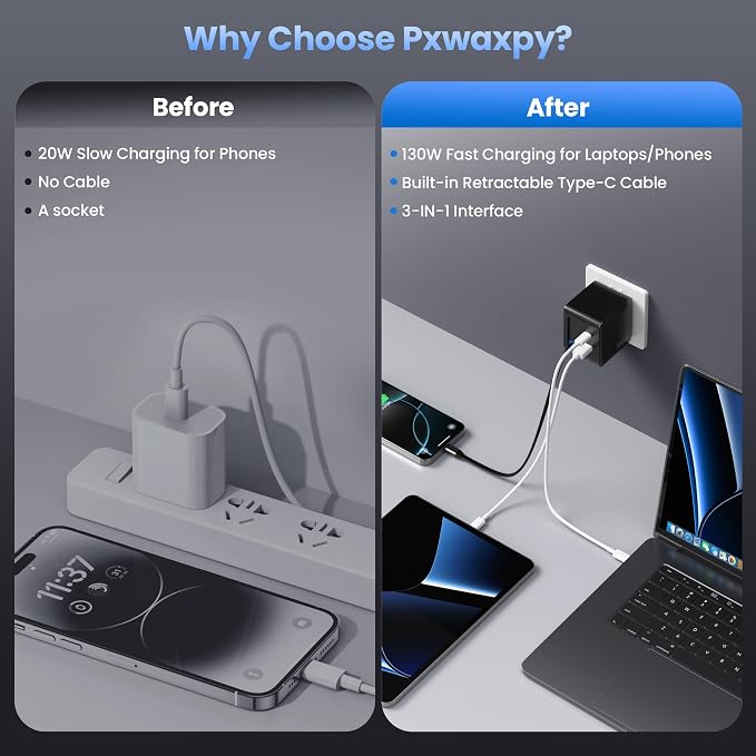 150W USB C Charger BlockGaN III Compact Foldable Wall Charger 3 Port Fast Charging StationPD QC PPS Portable USB C Hub 100W Laptop Adapter for MacBook Pro/AiriPadiPhone 17/ProGalaxy S24Dell etc