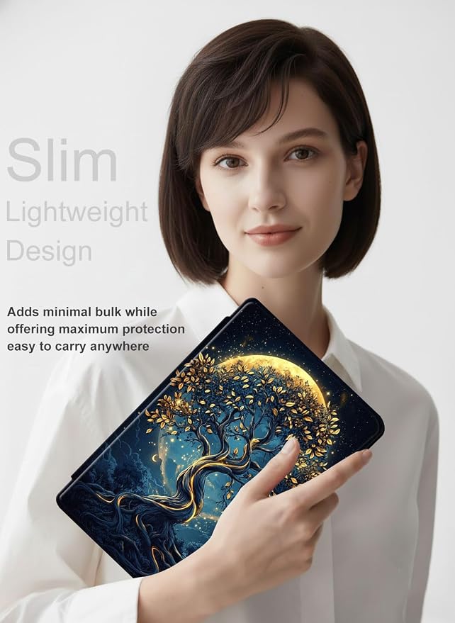 for iPad 11th Generation (A16 2025) 11 / iPad 10th Gen 10.9 2022 Case 360° Rotating PU Leather Stand Cover with Auto Sleep/Wake Shockproof TPU Backl Raccoon Perched