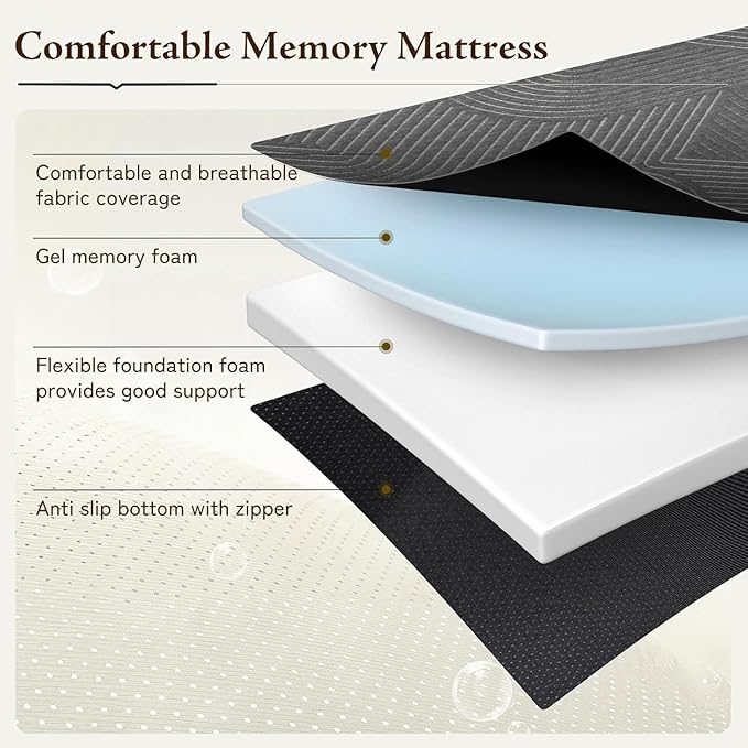 Tri Folding Mattress Twin Size - Memory Foam Tri-fold Mattress, Handle & Non-Slip Bottom, Portable Foldable Sofa Bed Floor Chair for Travel RV Camping Guest Yoga - 4 Inch, 75" 38"x4"