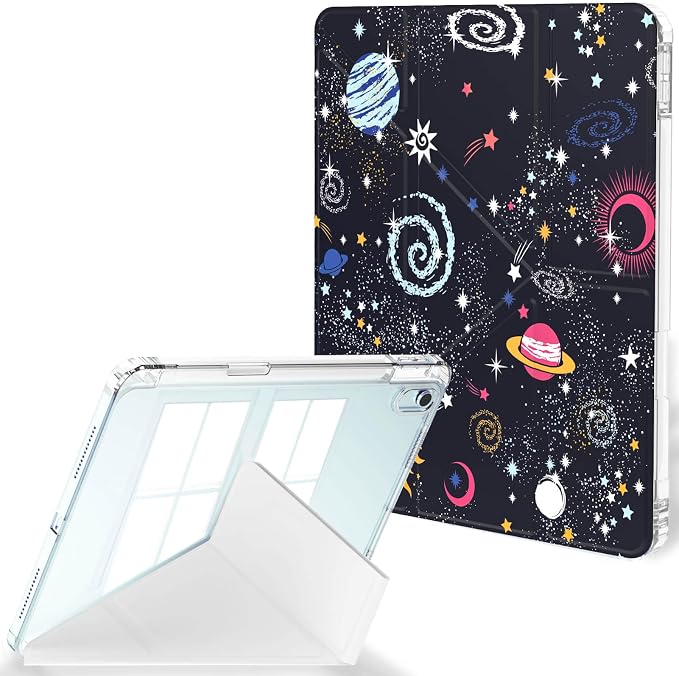 Feams Case for iPad Air 11-inch M4 2026 / M3 2025 / M2 2024 iPad Air 5th/4th Generation 2022/2020 10.9 Inch Y-Fold Standing Case Clear Back with Portrait Stand &amp Pencil Holder Beige Checkered