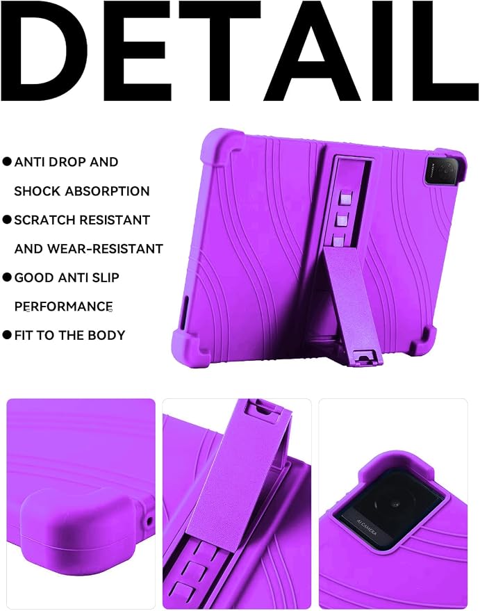 Case for TCL Tab 10L Gen 4 (Model 8483A) 10.1 Inch Tablet Soft Silicone Heavy Duty Shockproof Protective Cover with Adjustable Kickstand (Black)