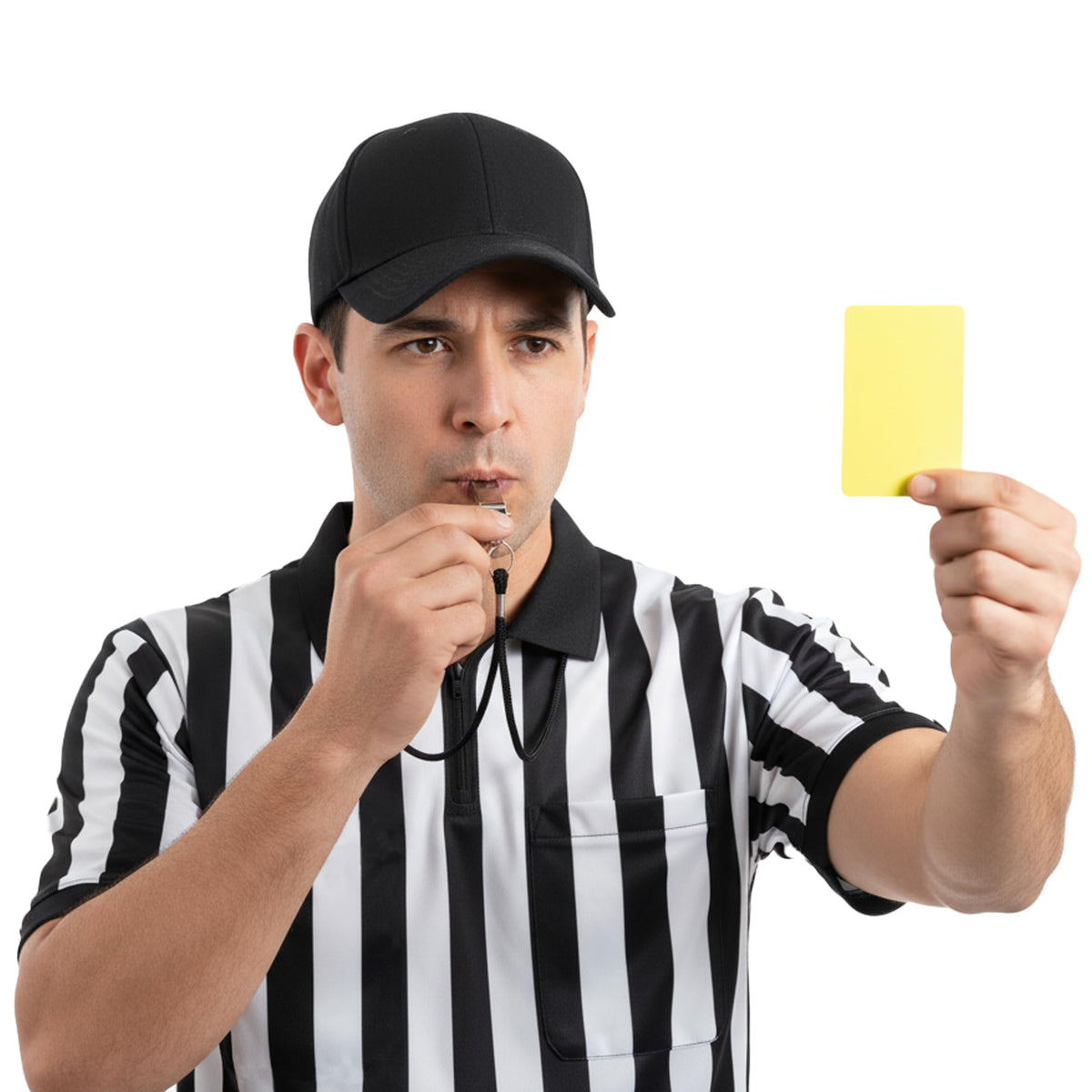 Tinyones Referee Shirt, Men's Black and White Striped Collar, Referee Card, Referee Hat, Free Throw Flag, Whistle (Large)