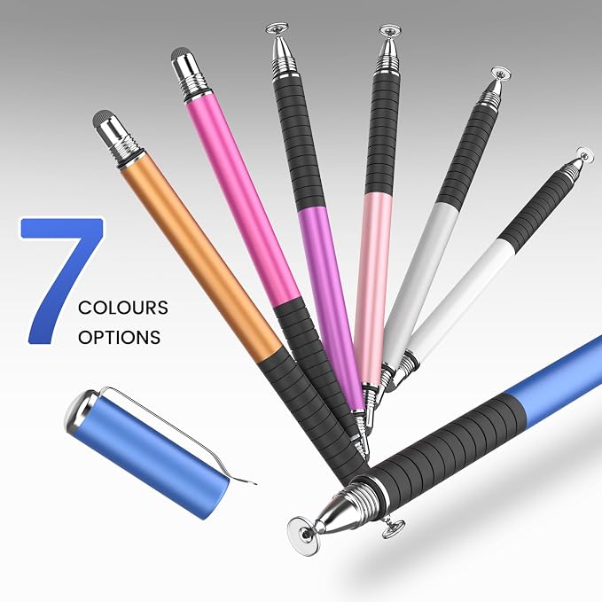 MEKO Stylus Pen for Touchscreen 2-in-1 Universal Stylus 6Pcs | MEKO 1st Gen Stylus Fiber &amp Disc Tips High Precision Work for iPad iPhone Android Tablets All Touch Screens-Black