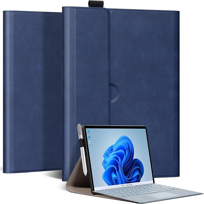 for Microsoft Surface Pro 12 inch Case 1st Edition (2025) Leather Protective Shell Protection Cover Compatible with Type Cover Keyboard and Pencil Holder.Black