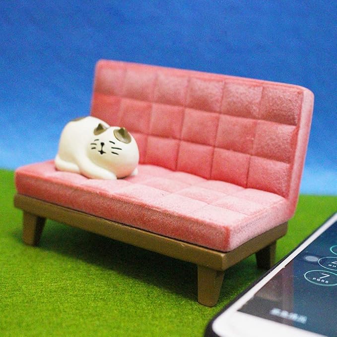 BOLLEY JOSS Desk Cell Phone Holder Stand Pink Sofa with Cute Cat Kitty for Office Free You Hands Home Ornament